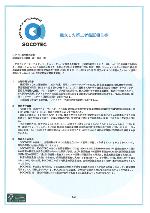 独立した第三者保証報告書