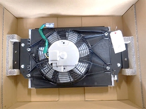 段ボール固定材を使用した部品包装