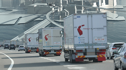 トラック隊列走行の商業化に向け、大型4社が協調技術で対応 後続車有人隊列走行を可能にする、協調技術(ACC＋LKA)搭載車の商品化