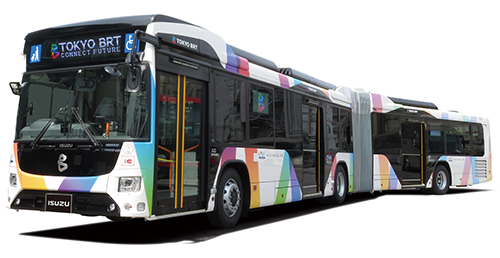 いすゞ、国産初の大型路線ハイブリッド連節バス「エルガデュオ」が東京BRTに採用 -10月1日よりプレ運行開始-