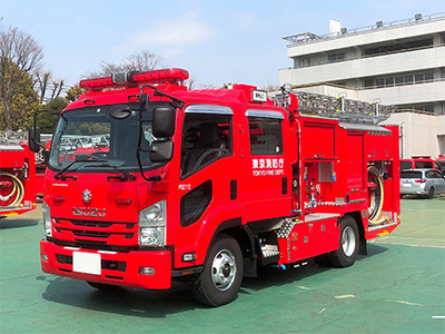 いすゞ車体、「スマートポンプ」消防車を開発 -電動モーターによる放水作業で、環境・地域社会を考慮した消火活動を実現-
